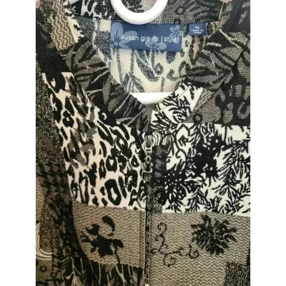 Susan Graver Jacket Womens Size XL Multicolor Floral Print Zip Maximalist Y2K - Picture 3 of 9